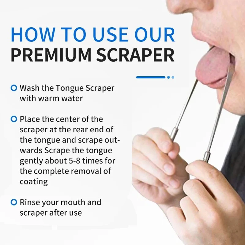 Tongue Scraper Tongue Cleaner Mouth Brush Fresh Breath Scrappers Portable Stainless Steel U-Shaped Metal Oral Hygiene Care Tools