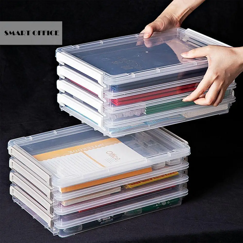 Desktop Dustproof Document Storage Box A4 Document Data Organizer Box Account Book Certificate Moisture-Proof File Bag