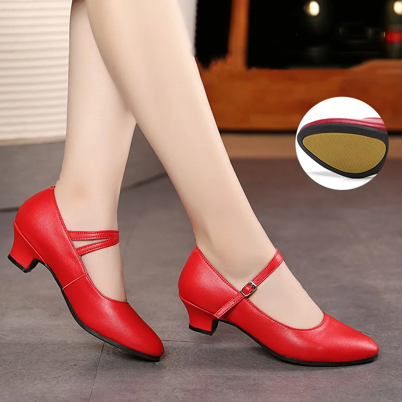 Genuine Leather Dance Shoes Women Modern Tango Salsa Latin Ballroom Dance Shoes Women High-heel Lady Professional Dance Shoes