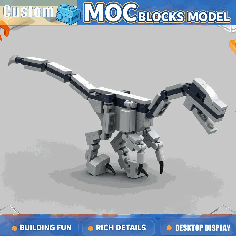 110PCS Blue Raptor Dinosaur Figure Model Custom Building Blocks DIY Assembly Educational Creative Collection Popular Gifts Toy