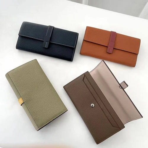 Imagen 2 del producto Cartera larga de cuero genuino de lujo para mujer, bolso de mano con tarjetero, monedero clásico de cuero, diseño de moda