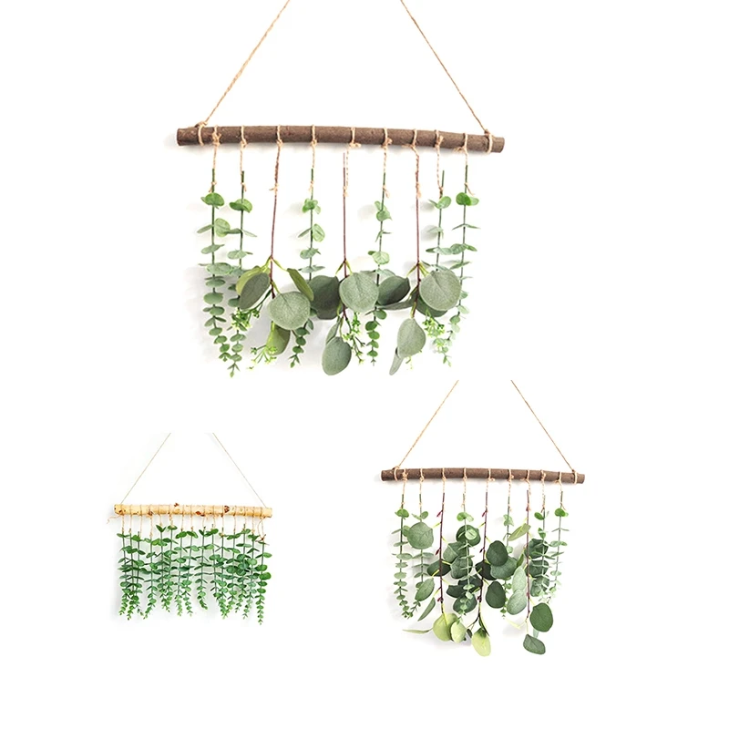 Artificial Eucalyptus Wall Hanging Decor-Fake Eucalyptus Leaves Greenery Farmhouse Rustic Wall Hanging For Wedding