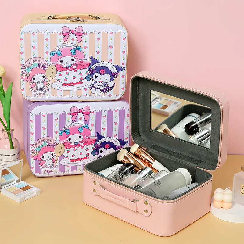 Kawaii Sanrio Portátil Caso Cosmético, Caixa De Armazenamento De Alta Capacidade, Saco De Mão, Kawaii Menina Estudante Desenhos Animados, Criatividade, Presente