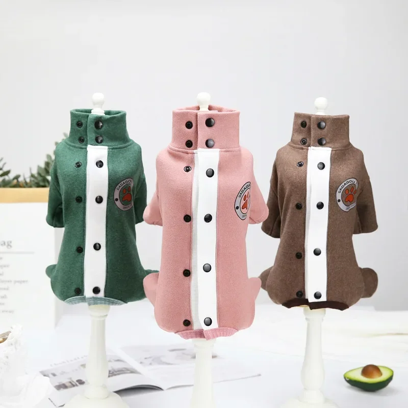 Jumpsuits For Small Dog All-inclusive Thick Multi Colors Four-legged Girl Dog Clothes With Button For Autumn And Winter