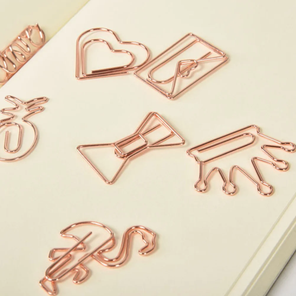 

50Pcs Crown Shape Paper Clips Rose Gold Metallic Stationery Clips Cute Design for Papers Money Binder Home Office Organization