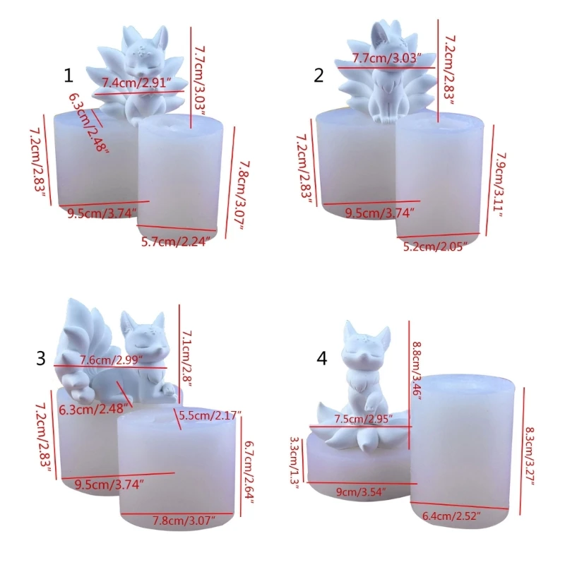 Nine Tails Foxes Silicone Molds DIY Crafts Plaster Mold Handmade-Scented Soap Table Ornament Mould Non-stick