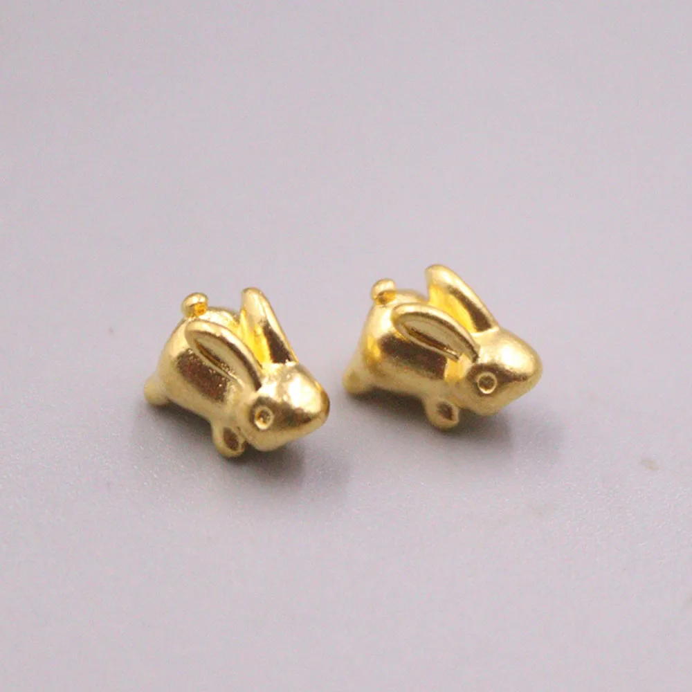 1pcs Pure 999 24K Yellow Gold Women 3D Running Rabbit Bead Pendant 0.1-0.2g