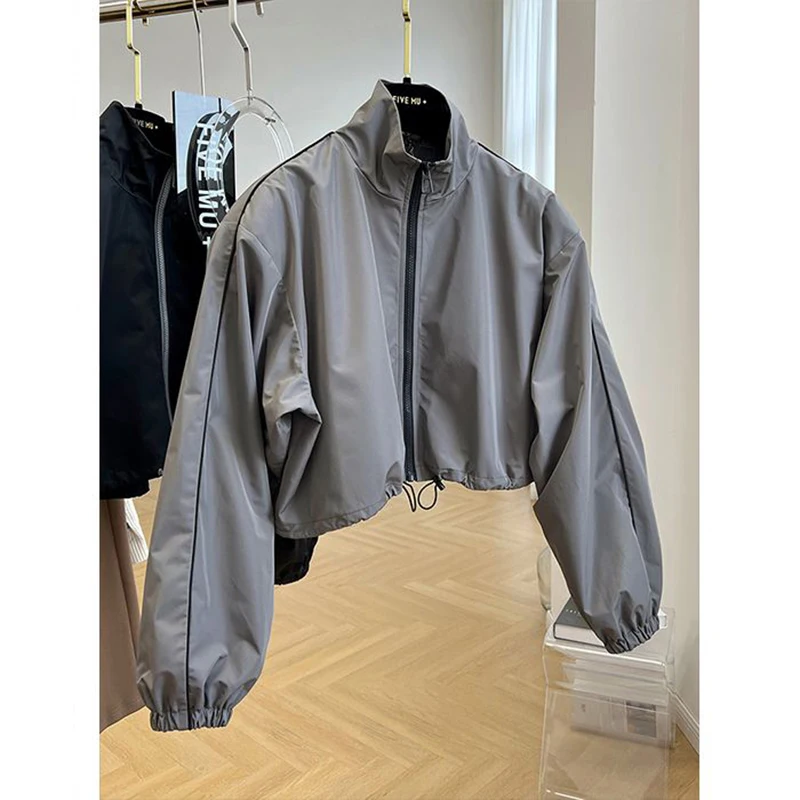 

Oversize s Women 2025 Bf Style Harajuku Proof Korean Windbreaker Coats Chic Zipper Streetwear Autumn Outerwear