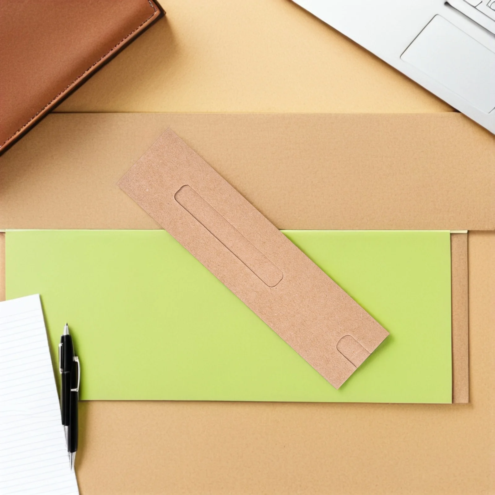 

50Pcs Kraft Paper Pen Sleeves Simple Single Pen Protective Holder for Office School Art Supplies Organizer