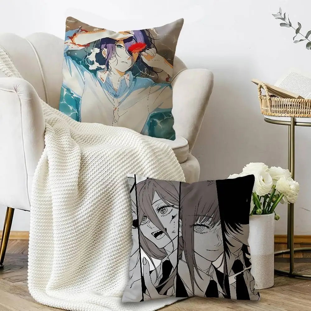 Anime Chainsaw Man Cushion Cover Car Throw Pillow Case For Sofa Car Christmas Gift 40x40cm 45x45cm