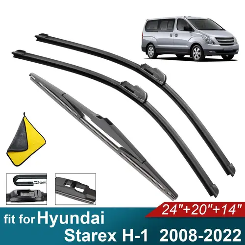 Escobillas de limpiaparabrisas de coche aptas para Hyundai Starex H-1 limpiaparabrisas trasero de goma suave parabrisas delantero de coche