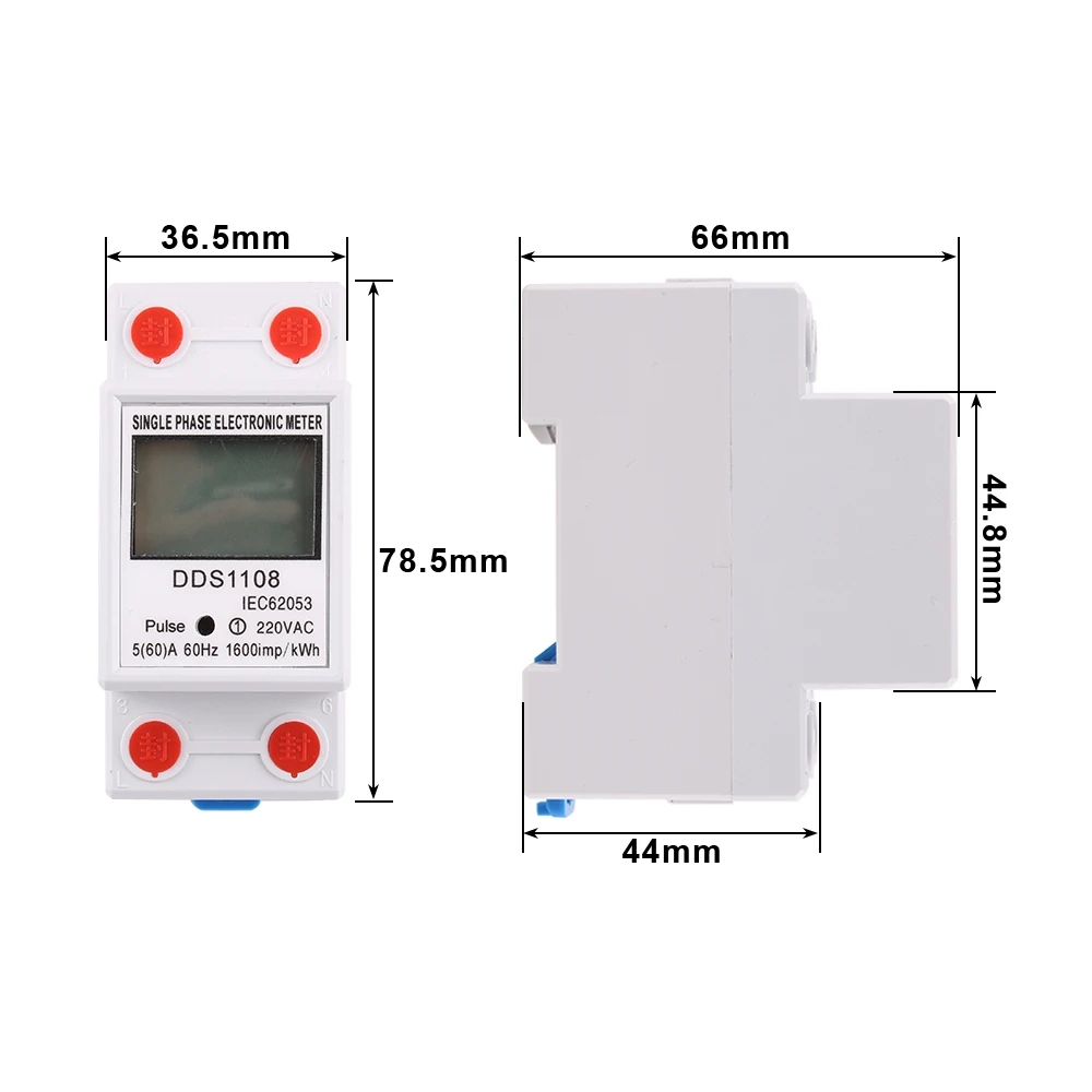 Din Rail Single Phase Two Wire LCD Digital Display Power Consumption Energy Electric Meter kWh AC 220V 230V 50Hz/60Hz 60A 80A