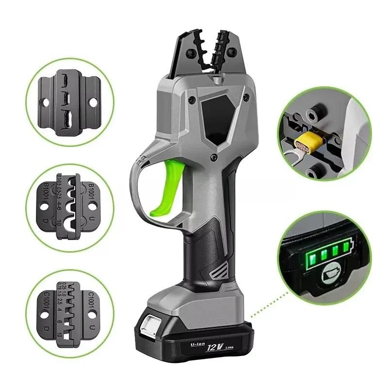 Portable Electro Hydraulic Crimping Tool Battery Powered Cable Terminal Crimper with Rechargeable Battery