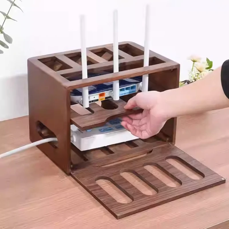 Large Capacity WiFi Router Storage Box Set-Top Box Optical Modem Cooling Stand Cable Organizer Rack Space-Saving Home Organizer