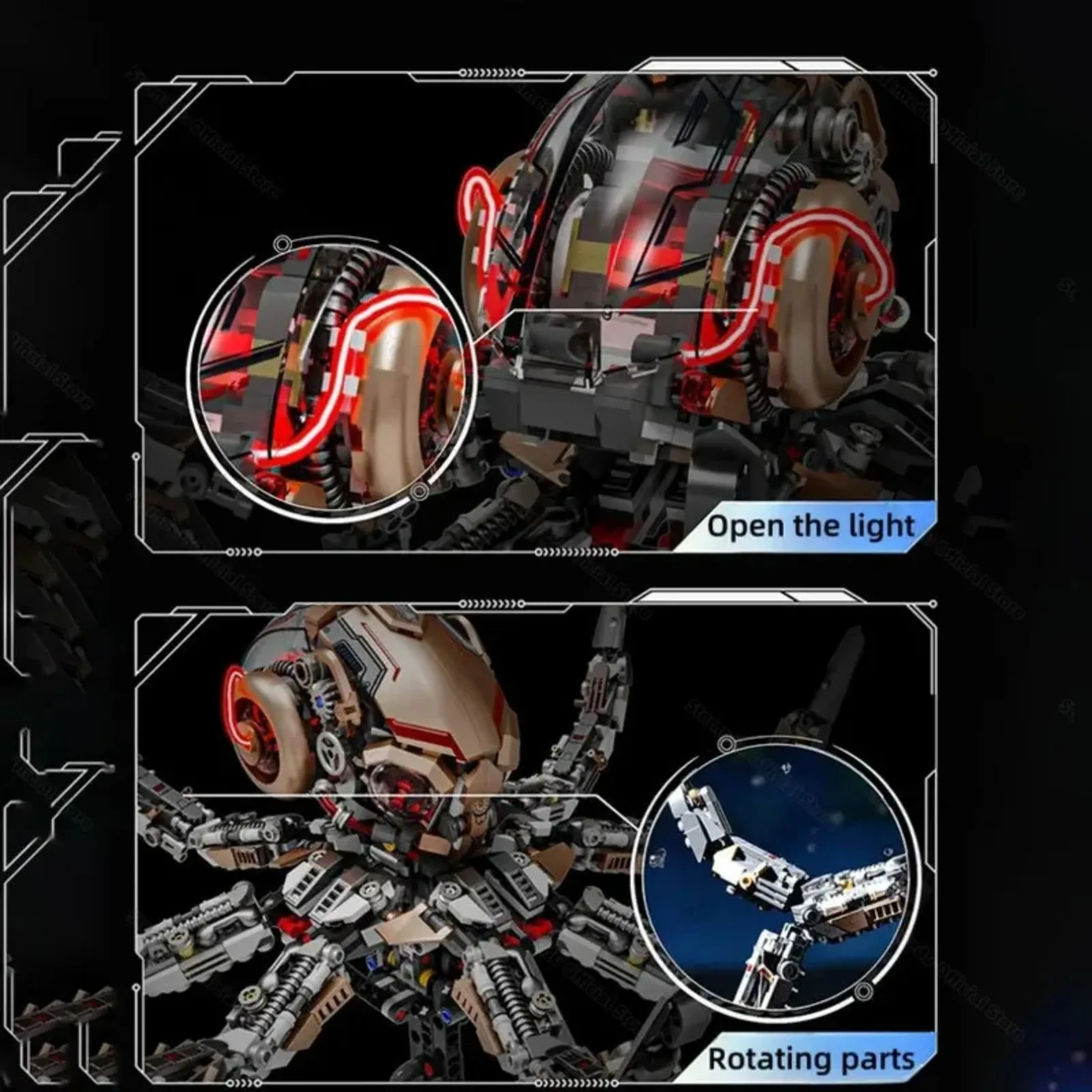 Kit de construction de poulpe biomécanique MOC avec système d'engrenages motorisés - Jouet éducatif STEM