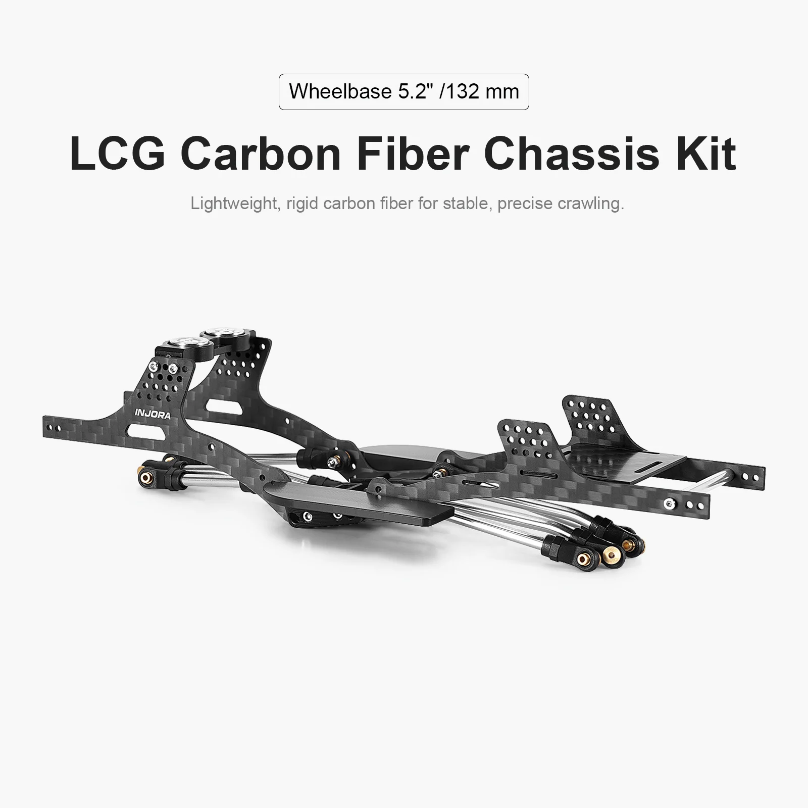 INJORA Carbon Fiber LCG Chassis Kit for 1/24 SCX24, 132mm Wheelbase, 12° Skid Angle