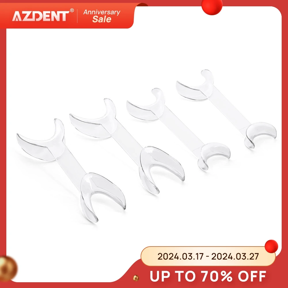 AZDENT 4pcs Dental T-Shape Mouth Double Head Retractor Mouth Opener Orthodontic Teeth Mouth Opener Dentist Tool Lab Instrument