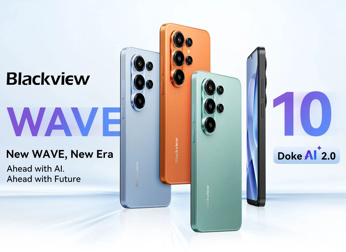 Blackview WAVE 10 Smartphone 6.88 HD+ 120Hz IPS Display Octa-Core 8GB 256GB 32Mp Camera 5000mAh 3 Card Slot Android 16 Cellphone