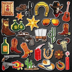 Western Cowboy Bounty Hunter Embroidered Patches For Clothing Thermoadhesive Patches Iron On Appliques DIY Jackets Sticker