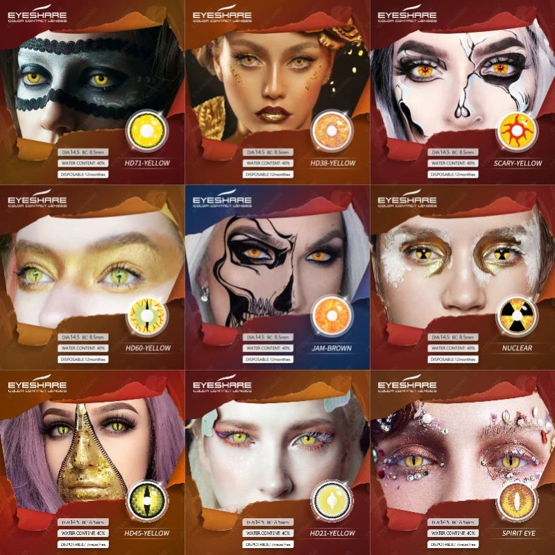 EYESHARE Halloween 2pcs Contact Lenses for Eyes Cosplay Anime Colored Lens Makeup Beauty Contact Lenses Eye Cosmetic Color Lens