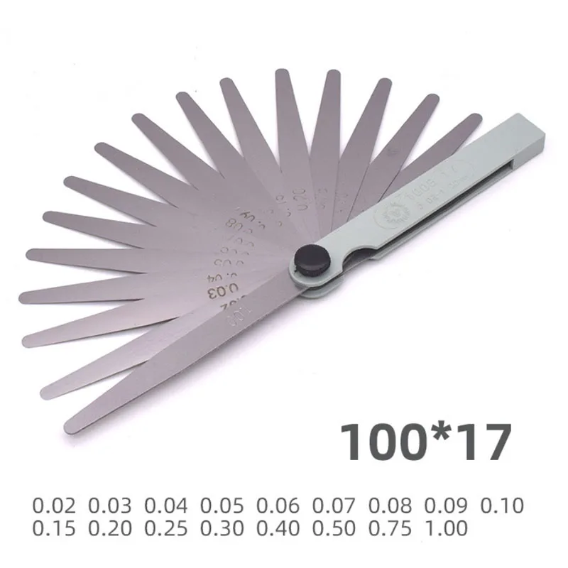 17 Blades Feeler Gauge Metric Gap Filler 0.02-1.00mm Gage Measurment Tool For Engine Valve Adjustment