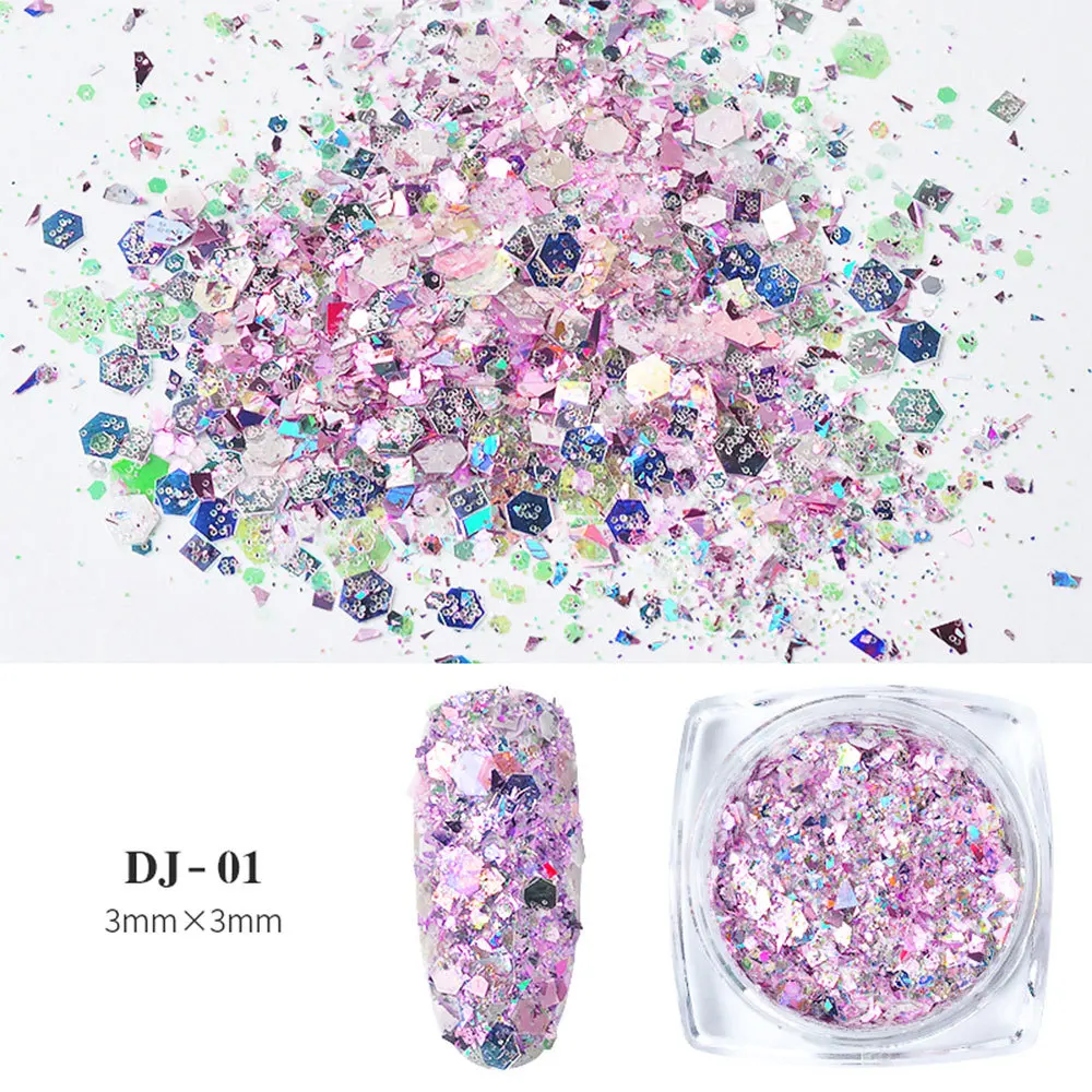 Nail Art 12 Color Light Change Scallion Powder Magic Color Glitter Glitter cambia colore Glitter Size Glitter per unghie all'ingrosso