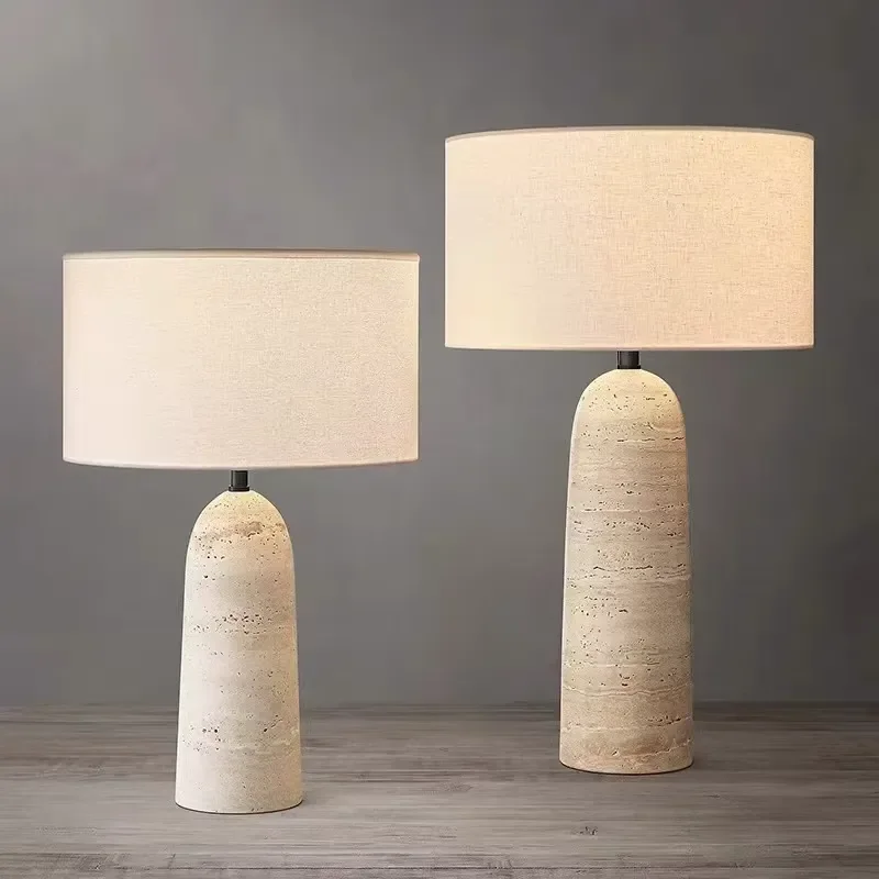 Modern Nordic Creative Home Yellow Elegant Travertine Wabu Uki Cream Unique Moon Decoration Bedside Table Lamp LED AC