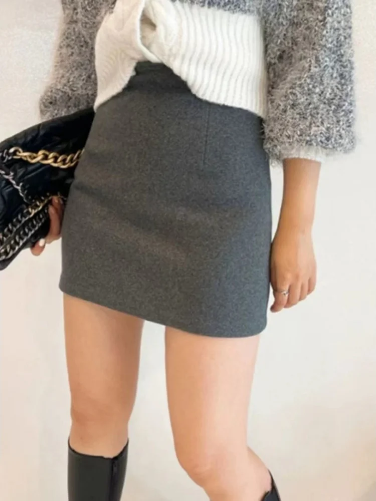 

High Waist ey Woolen Skirt Women's Winter Slimming One Step Skirt ort Skirt Korean Sle Commute Ele Lady