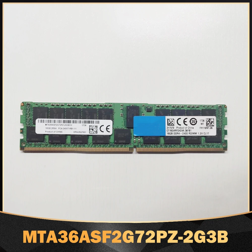 

1PCS 16G RAM 16GB 2RX4 DDR4 2400 PC4-2400T-RB1 For MT Server Memory MTA36ASF2G72PZ-2G3B