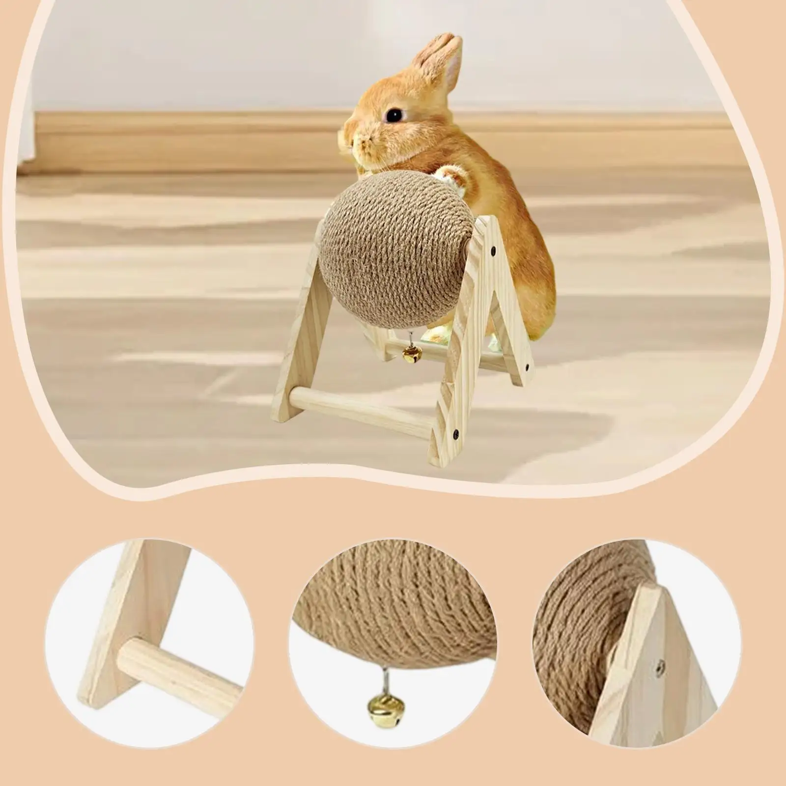 Rascador con bola de sisal para gatos y mascotas pequeñas - imagen 4
