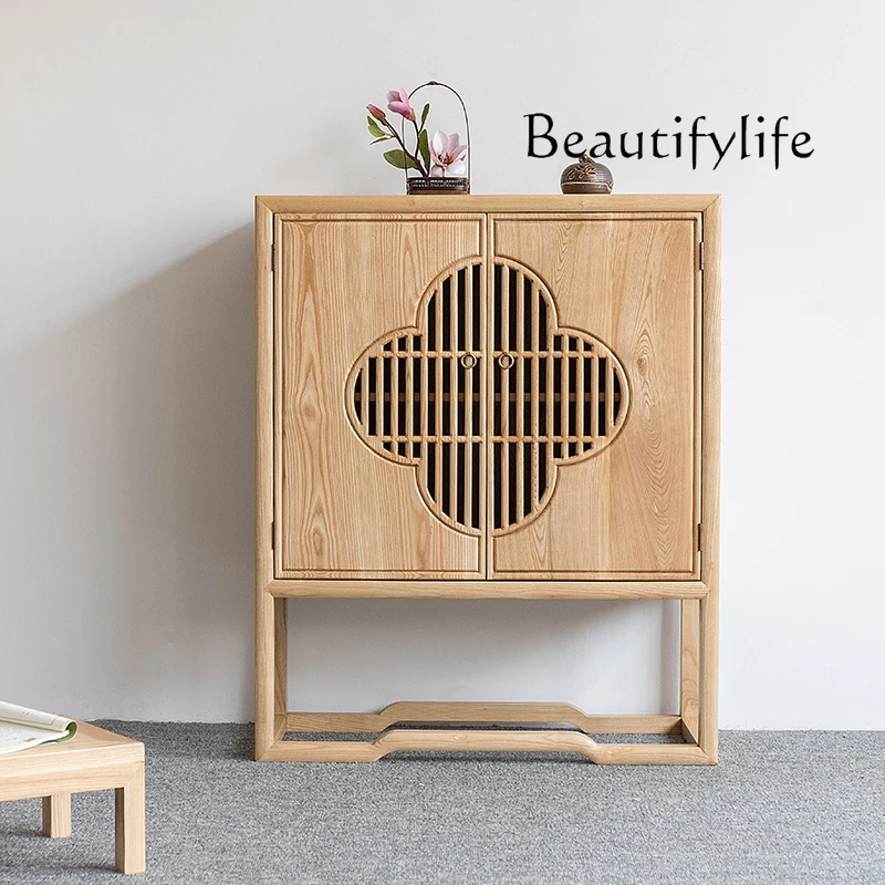 

Nordic New Chinese Zen Entrance Cabinet Solid Wood Simplicity Storage Cabinet