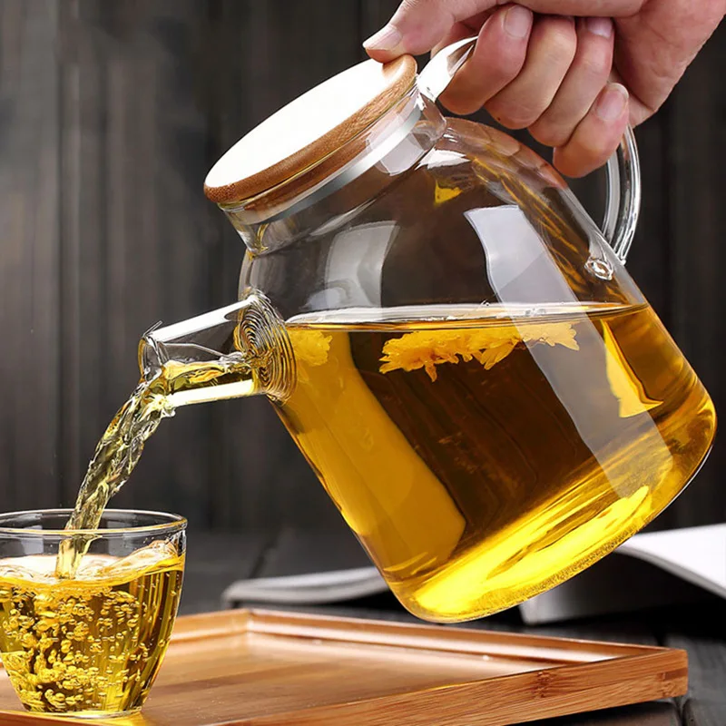 Thickened Flower Teapot High Temperature Resistant Glass Large Capacity Boiling Brewing