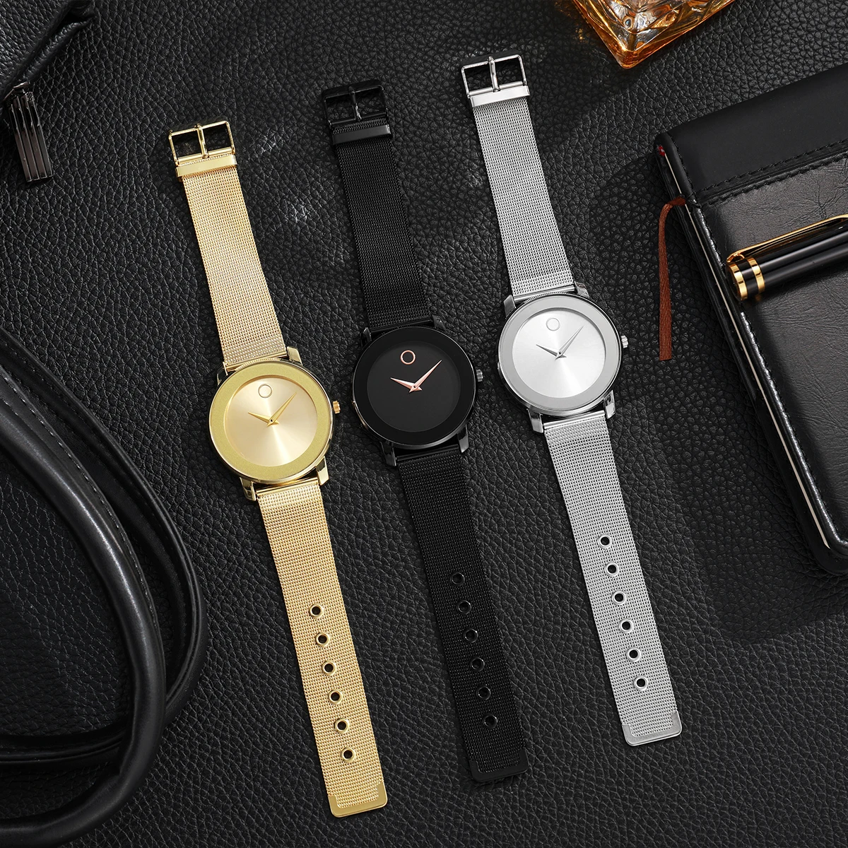 ساعات رجال الأعمال الفاخرة موضة الرجال شبكة معدنية باند ساعة كوارتز ساعة Relogio Masculino Reloj Hombre