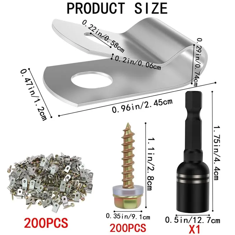 A96I-Fence Wire Clamps Stainless Steel Wire Fence Clips, Fasteners Post Screw With Wire Fixer(200Sets) Agricultural