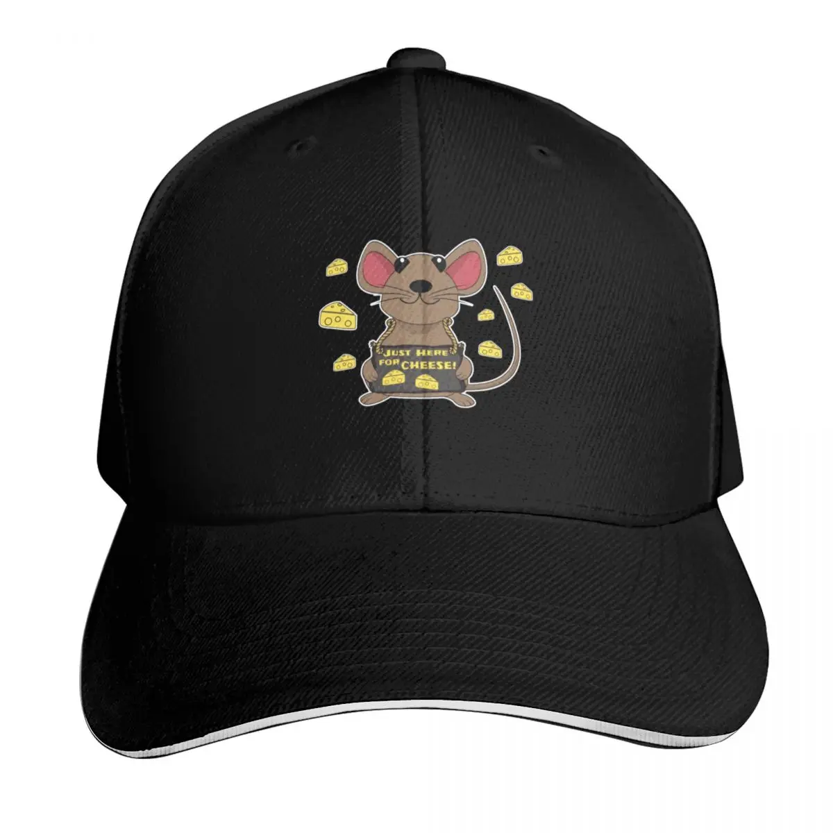 Just here for cheese mouse Baseball Cap Quick Dry Performance Cotton Twill Breathable Contrast Two Tone Brim