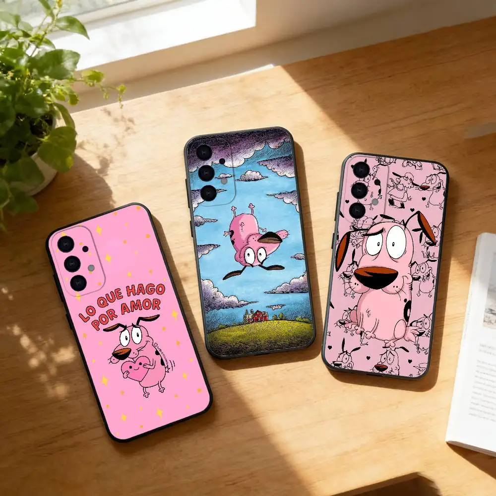 Cartoon C-COURAGE The C-Cowardly D-Dog phone Case For Samsung S25,24,21,22,23,30,Ultra,20,Plus,Fe,Lite,Note Soft Black Cover