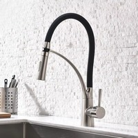 Modern Black Single Handle Pull Out Spray Faucet Stainless Steel Finish Unique Design Hot Sale Kitchen Sink Faucet