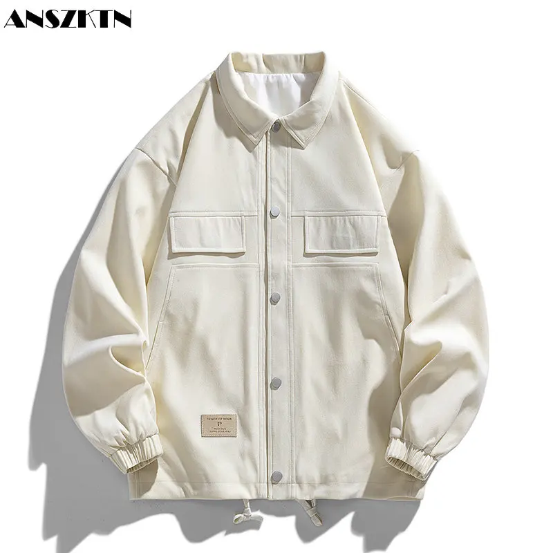 

ANSZKTN Men's spring and autumn thin new trend couple's lapel shirt multi-pockets cago jacket