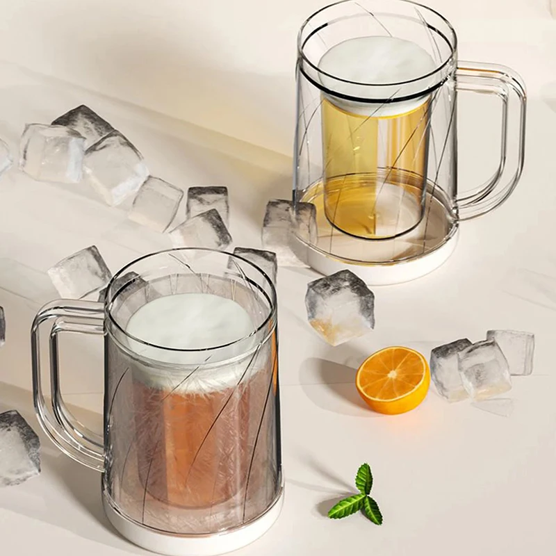 Double Wall Freezer Cup Double Wall Glass Coffee Cup Double Wall Insulated Cup Beer Beverage Refrigerated Thickened Water Cup