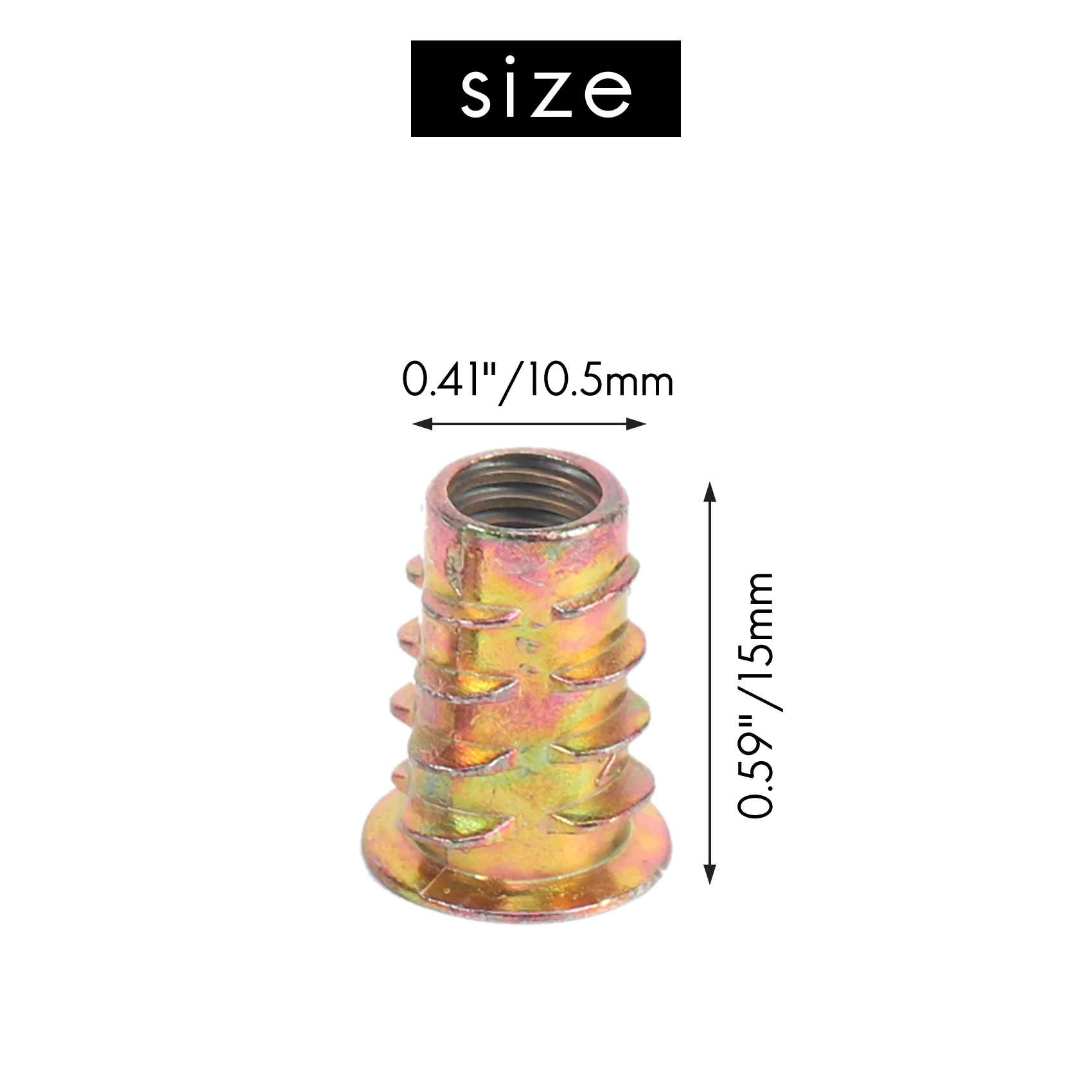 ABGE-100Pcs M6 X 15Mm Furniture Screw In Nut Threaded Wood Inserts Bolt Fastener Connector Hex Socket Drive