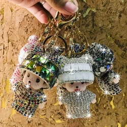 New Kawaii Cute Monchchi Diamond Car Keychain Female Cartoon Couple Car Bag Pendant Children’s Birthday Gift Christmas Gift