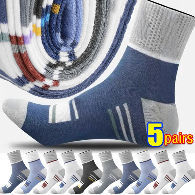 1/5Pairs High Quality Lot Man Socks Casual Breathable Socks Men Cotton Socks Run Sports Socks Men Gift Sokken Large Size38-45