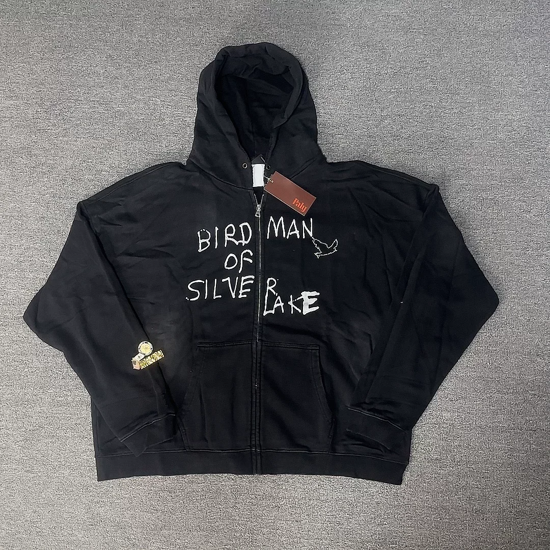 New Luxury Men Paly Rhinestone Ripped Zip Up Hoodies Hoody hooded Sweatshirts velvet Cotton Thick Fleece US size A283