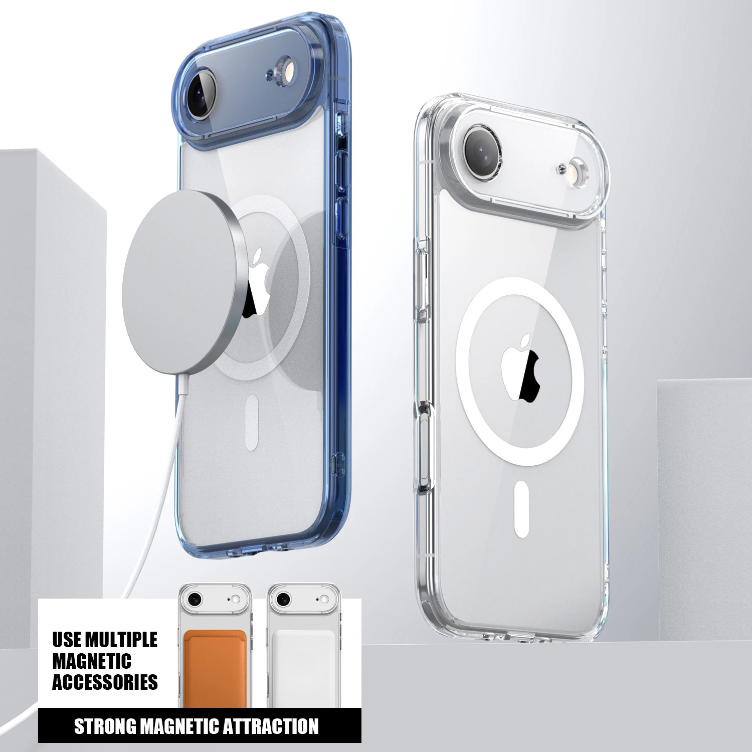 KEYSION Odporne na wstrząsy przezroczyste etui MagSafe do iPhone 17 Air HD Clear TPU + PC Magnetyczna bezprzewodowa ładowarka Tylna obudowa telefonu — zdjęcie produktu 2