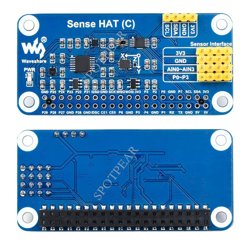 Raspberry Pi ADC Multi-Function Sensor Board Accel Gyro Mag Temp Humidity Barometer Color