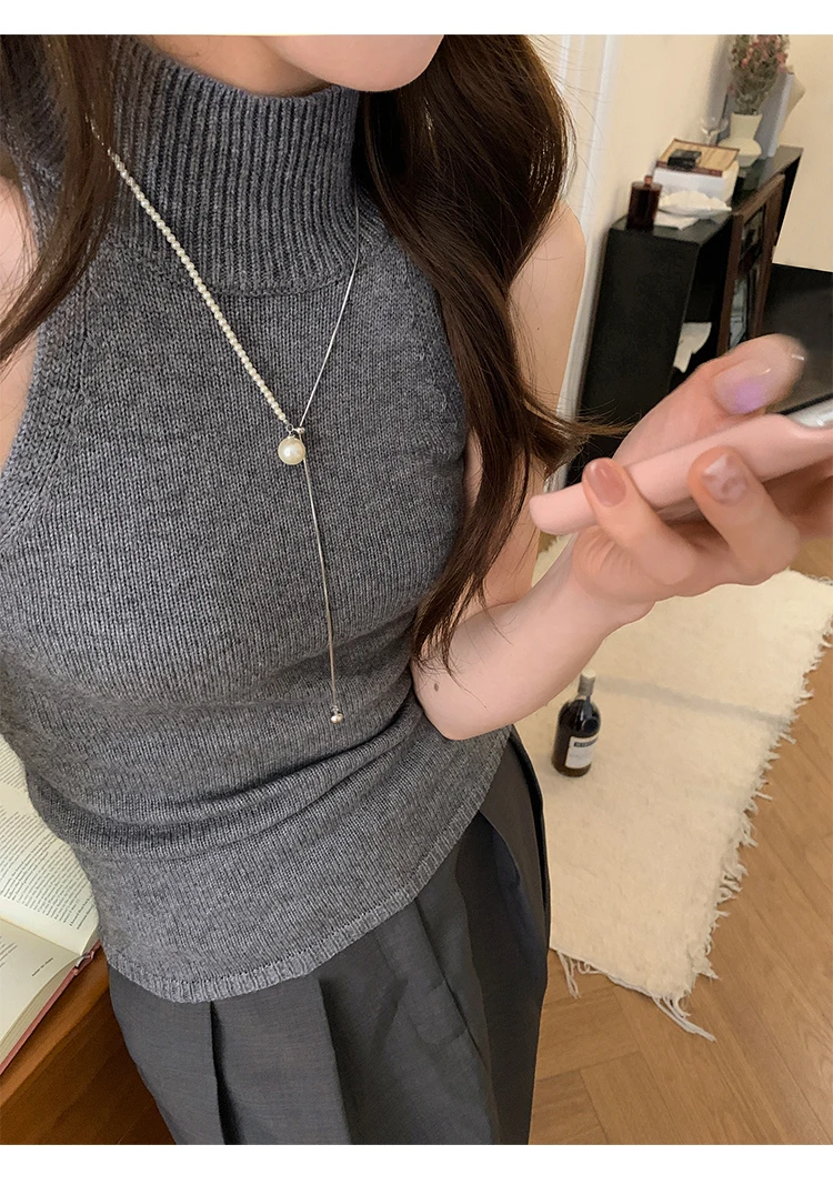 2024 neue Design Perle Ziehen Schlange Knochen Kette Lange Halskette Für Frauen Mädchen Mode Zubehör Pullover Kette Partei Schmuck – Detail 4