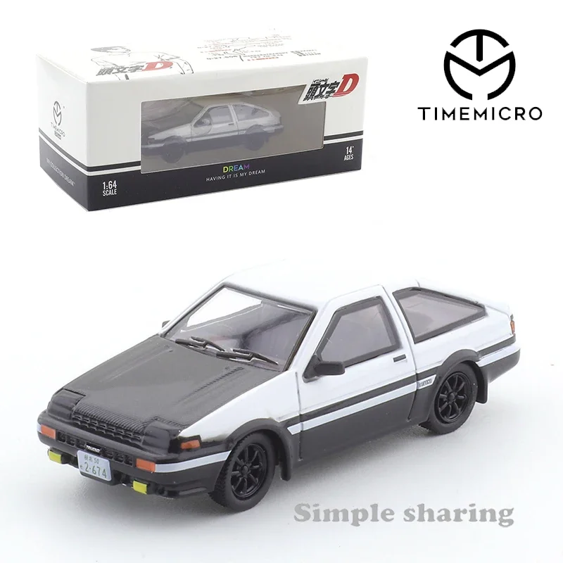 

TIME MICRO 1:64 Die Cast Car Model Fujiwara Tofu Shop Head Text D Toyota AE86 Diecast Model Car Toy Collection Gift for Boy