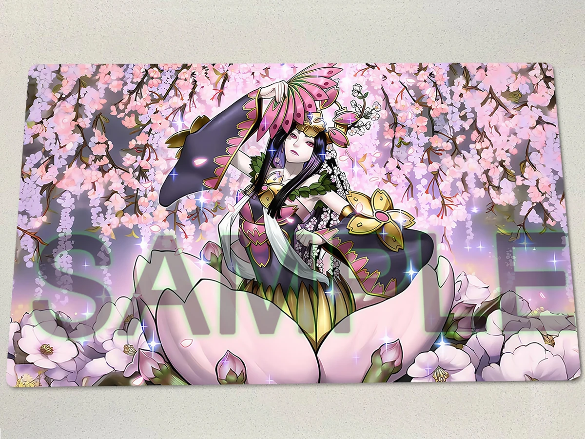 YuGiOh Playmat Talaya, Princess of Cherry Blossoms TCG CCG Mat Board Game Pad Trading Card Game Mat Rubber Mouse Pad Free Bag
