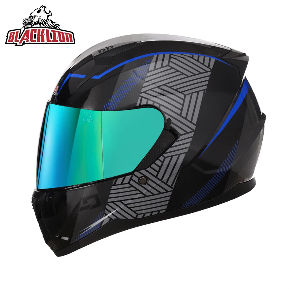 Brilhante estilo noturno escuro capacetes de motocicleta corrida casque viseira dupla lente moto cascos para moto dot aprovado casco