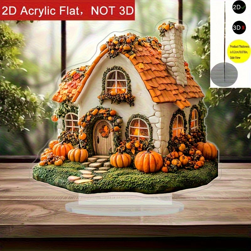 Colorful Pumpkin House 2D Acrylic Desktop Decoration Autumn Harvest Main Picture Halloween Home Decor Holiday Gift